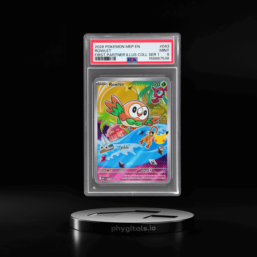 Mega Evolution 30th Anniversary First Partner Illustration Collection Series 1 Rowlet card artwork