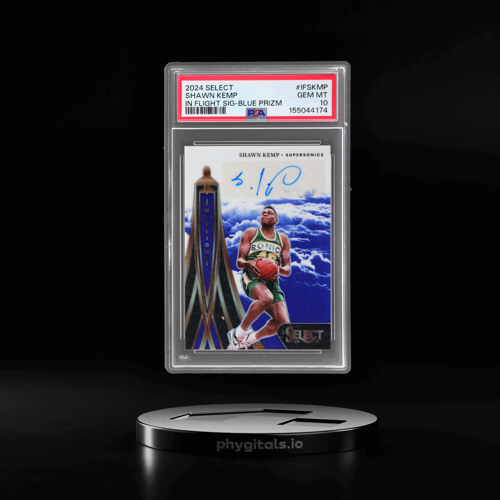 In Flight Signature Blue Prizm Shawn Kemp card artwork