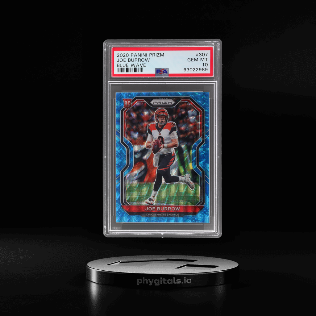Blue Wave Prizm Joe Burrow card artwork